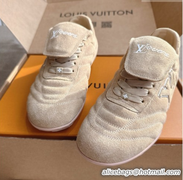 Durable Louis Vuitton LV Footprint Soccer Sneakers in Suede Beige 2025 0303101
