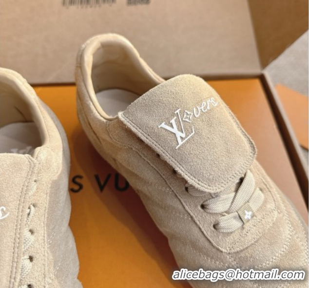 Durable Louis Vuitton LV Footprint Soccer Sneakers in Suede Beige 2025 0303101