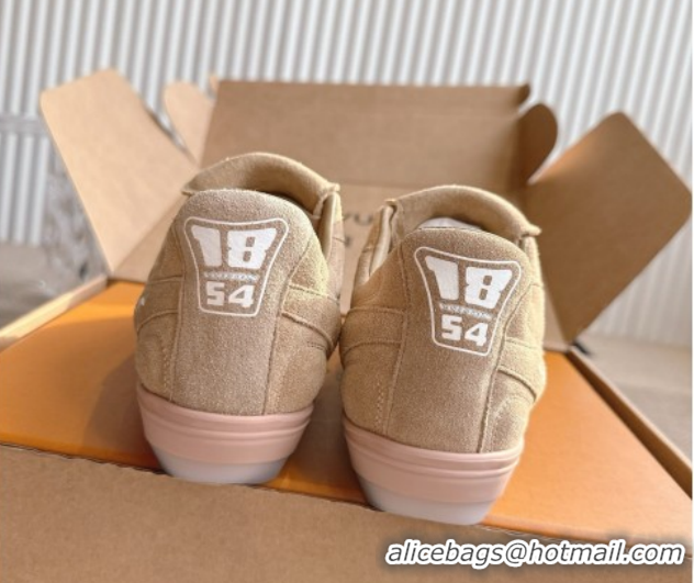 Durable Louis Vuitton LV Footprint Soccer Sneakers in Suede Beige 2025 0303101
