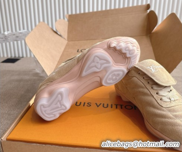 Durable Louis Vuitton LV Footprint Soccer Sneakers in Suede Beige 2025 0303101