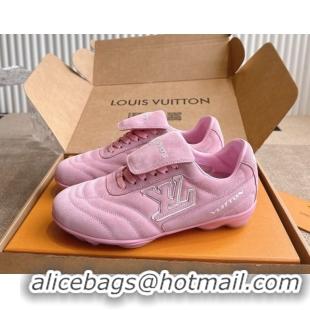 Discount Louis Vuitton LV Footprint Soccer Sneakers in Suede Pink 2025 0303102