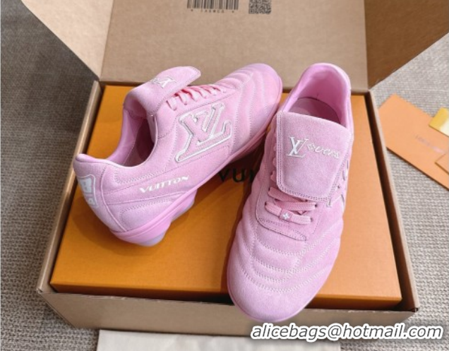 Discount Louis Vuitton LV Footprint Soccer Sneakers in Suede Pink 2025 0303102