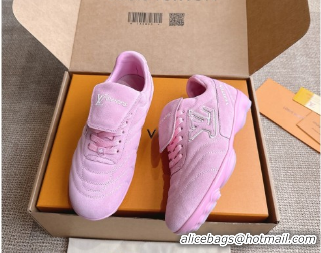 Discount Louis Vuitton LV Footprint Soccer Sneakers in Suede Pink 2025 0303102