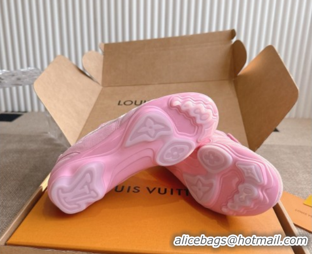 Discount Louis Vuitton LV Footprint Soccer Sneakers in Suede Pink 2025 0303102