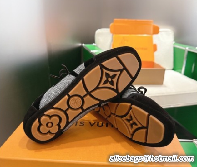 Sophisticated Louis Vuitton LV Sneakerina Sneakers in Velvet with Silver-Tone LV Initials Black 2026 0303105