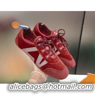 Sumptuous Louis Vuitton LV Sneakerina Sneakers in Velvet with Silver-Tone LV Initials Red 2026 0303106