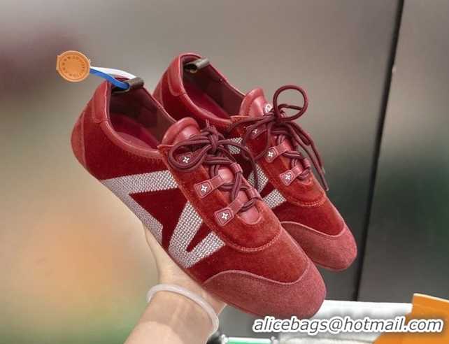 Sumptuous Louis Vuitton LV Sneakerina Sneakers in Velvet with Silver-Tone LV Initials Red 2026 0303106