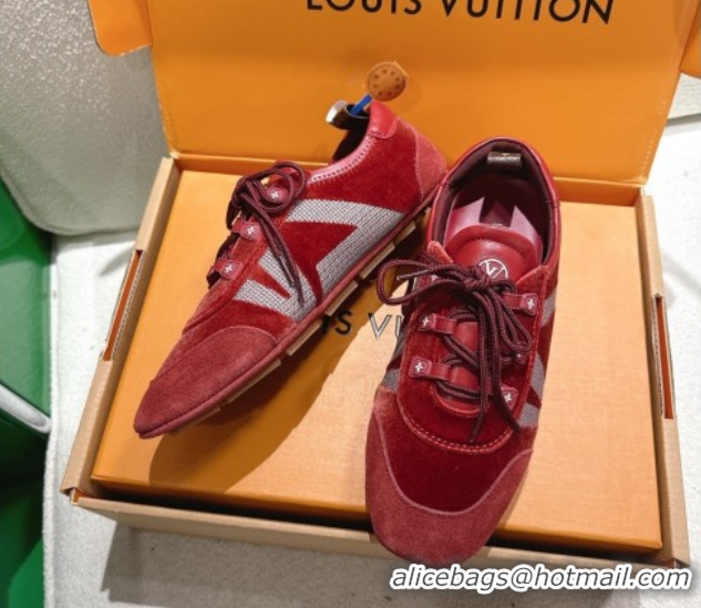Sumptuous Louis Vuitton LV Sneakerina Sneakers in Velvet with Silver-Tone LV Initials Red 2026 0303106