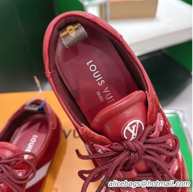 Sumptuous Louis Vuitton LV Sneakerina Sneakers in Velvet with Silver-Tone LV Initials Red 2026 0303106