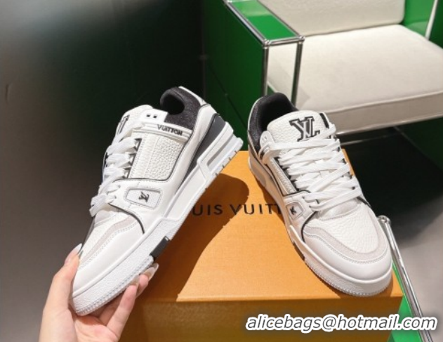 Good Product Louis Vuitton Men's LV Trainer Sneakers in Calfskin Leather White/Black 2026 0303109
