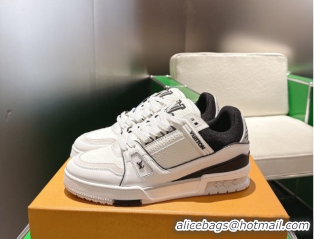 Good Product Louis Vuitton Men's LV Trainer Sneakers in Calfskin Leather White/Black 2026 0303109