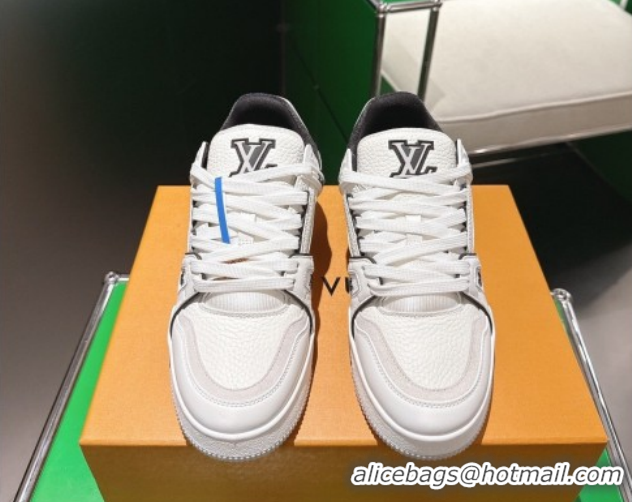 Good Product Louis Vuitton Men's LV Trainer Sneakers in Calfskin Leather White/Black 2026 0303109