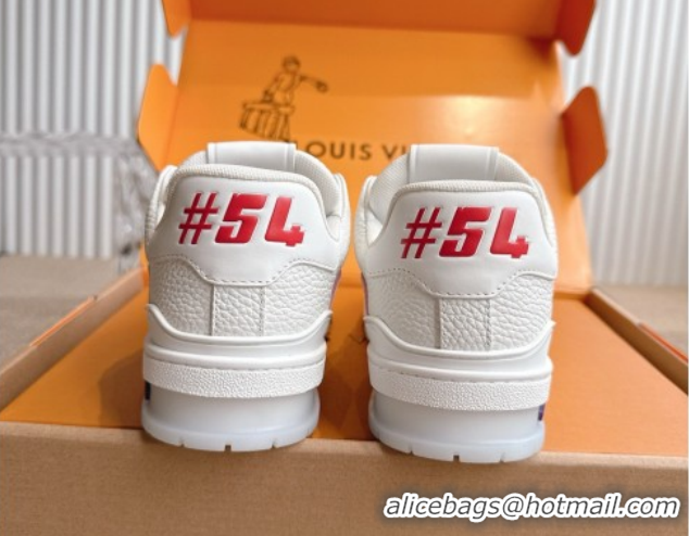 Popular Style Louis Vuitton LV Trainer Sneakers in Grained Leather White/Purple 2026 1A8WAZ 0303115