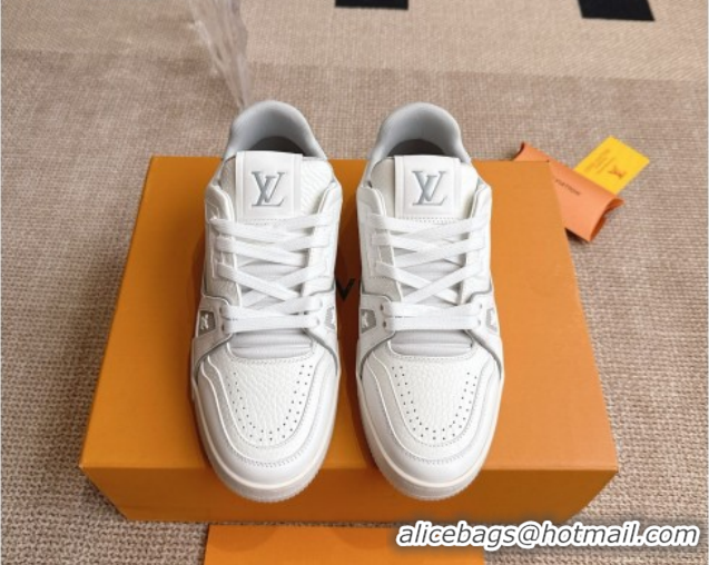 Unique Style Louis Vuitton LV Trainer Sneakers in Grained Leather White 2 2026 1A8WAZ 0303117