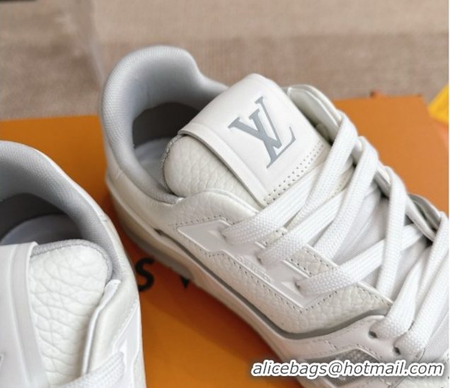 Unique Style Louis Vuitton LV Trainer Sneakers in Grained Leather White 2 2026 1A8WAZ 0303117