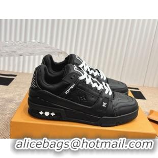 Best Product Louis Vuitton LV Trainer Sneakers in Grained and Calf Leather Black 2026 1AARES 303121