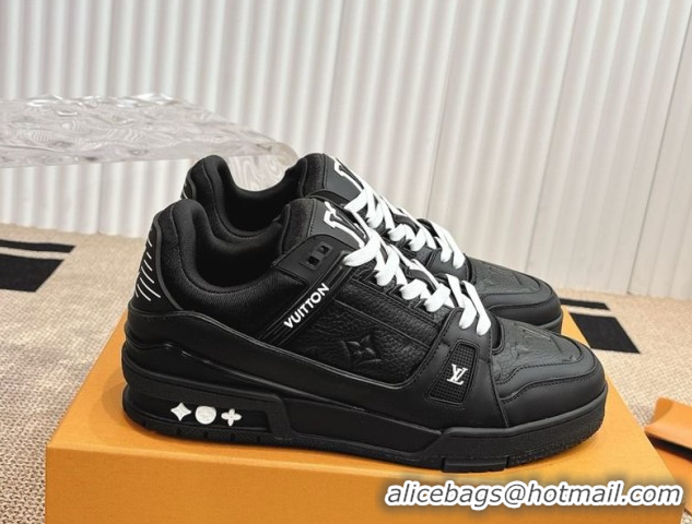 Best Product Louis Vuitton LV Trainer Sneakers in Grained and Calf Leather Black 2026 1AARES 303121