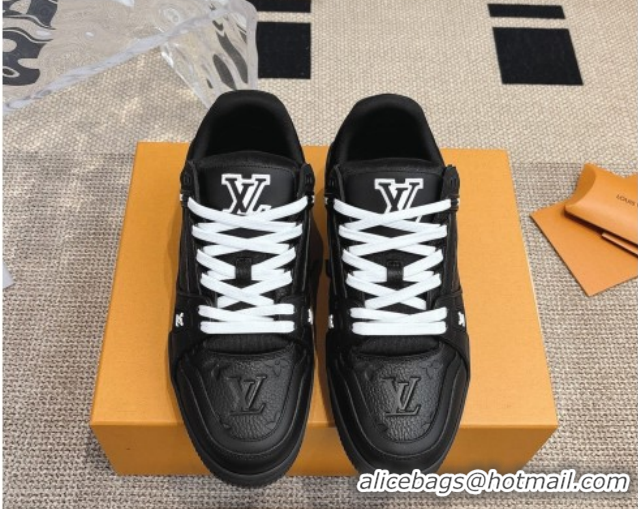Best Product Louis Vuitton LV Trainer Sneakers in Grained and Calf Leather Black 2026 1AARES 303121
