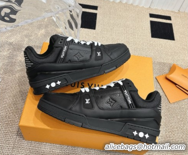 Best Product Louis Vuitton LV Trainer Sneakers in Grained and Calf Leather Black 2026 1AARES 303121