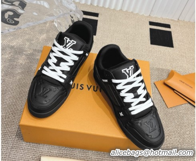 Best Product Louis Vuitton LV Trainer Sneakers in Grained and Calf Leather Black 2026 1AARES 303121