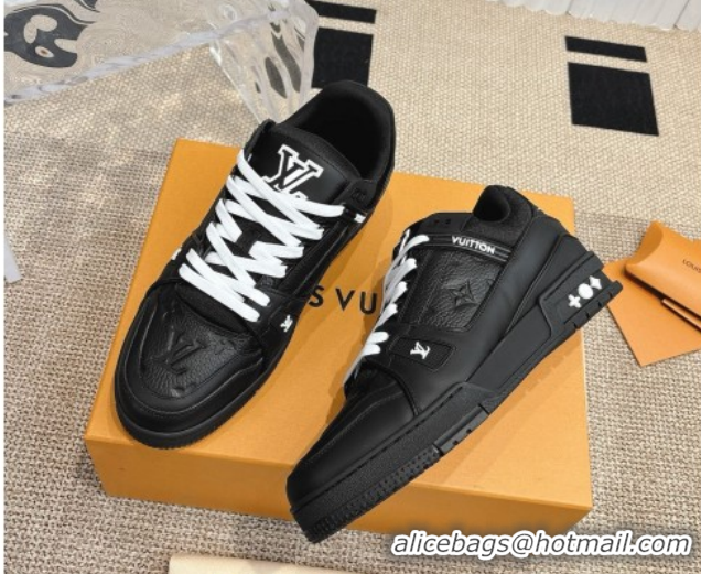 Best Product Louis Vuitton LV Trainer Sneakers in Grained and Calf Leather Black 2026 1AARES 303121