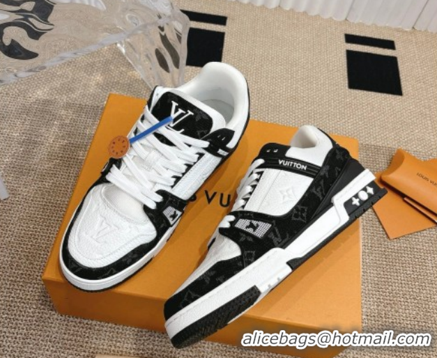 Good Looking Louis Vuitton LV Trainer Sneakers in Monogram Denim and Grained Leather White/Black 2026 1A9JGF 0303120