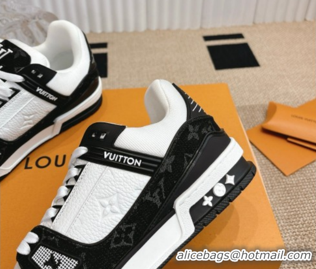Good Looking Louis Vuitton LV Trainer Sneakers in Monogram Denim and Grained Leather White/Black 2026 1A9JGF 0303120