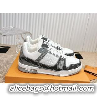 Low Cost Louis Vuitton LV Trainer Sneakers in Monogram Denim and Grained Leather White/Grey 2026 1A9JGF 0303119