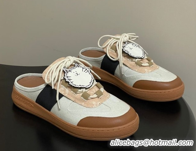 Good Quality Louis Vuitton Lous Open Back Sneaker Mules in Canvas White 2026 1AICF5