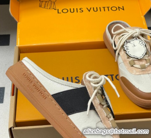 Good Quality Louis Vuitton Lous Open Back Sneaker Mules in Canvas White 2026 1AICF5