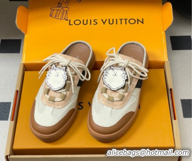 Good Quality Louis Vuitton Lous Open Back Sneaker Mules in Canvas White 2026 1AICF5