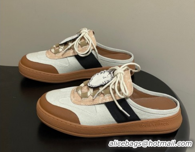 Good Quality Louis Vuitton Lous Open Back Sneaker Mules in Canvas White 2026 1AICF5