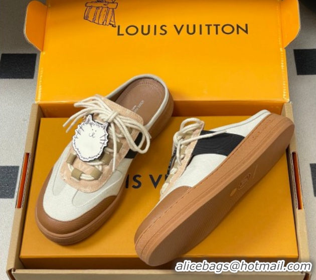 Good Quality Louis Vuitton Lous Open Back Sneaker Mules in Canvas White 2026 1AICF5