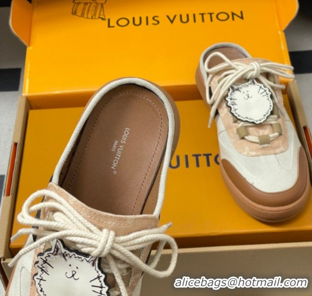 Good Quality Louis Vuitton Lous Open Back Sneaker Mules in Canvas White 2026 1AICF5