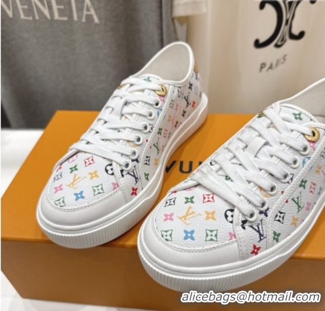 Stylish Louis Vuitton LV x TM LV Lagoon Sneakers in Monogram Multicolore Canvas White 2026 1AJKBL