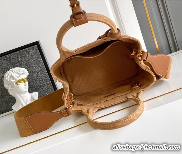 Trendy Design Prada Jardiniere Linen Blend Mini Handbag 1BA038 Brown 2025