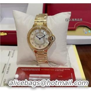 Reasonable Price Cartier Swiss Quartz Mother-of-pearl 28mm Dial C56215 Gold