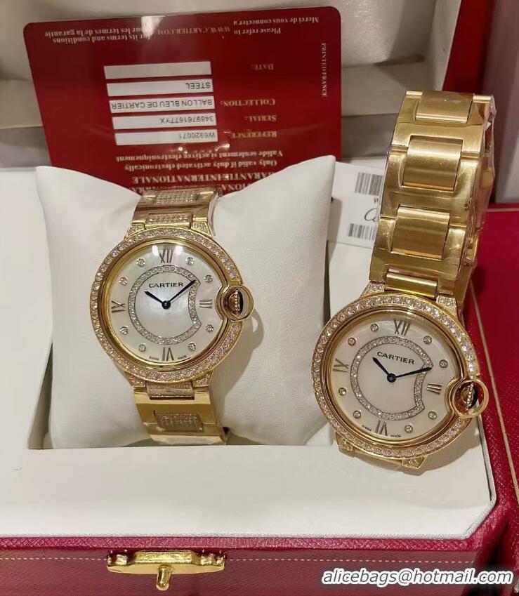 Reasonable Price Cartier Swiss Quartz Mother-of-pearl 28mm Dial C56215 Gold