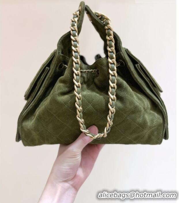 Grade Discount Chanel 25 Mini Handbag in Suede Calfskin AS5631 Green 2026 Top Quality