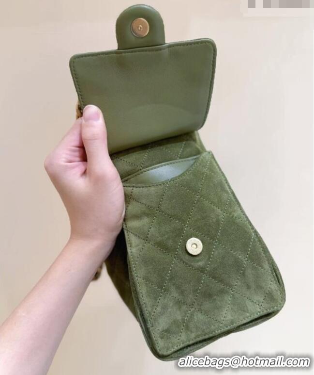 Grade Discount Chanel 25 Mini Handbag in Suede Calfskin AS5631 Green 2026 Top Quality