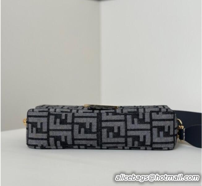 Buy Cheap Fendi Baguette Bag in Dark Blue Denim-effect FF Jacquard 8679 2026 Top