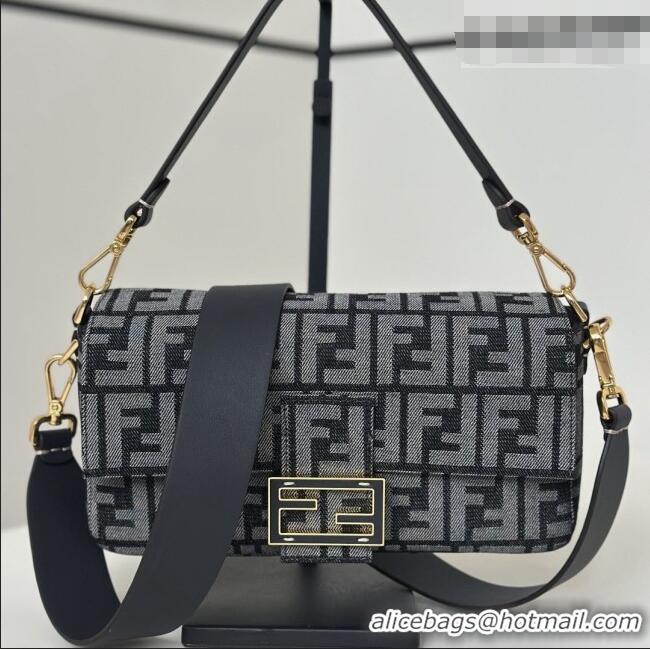 Buy Cheap Fendi Baguette Bag in Dark Blue Denim-effect FF Jacquard 8679 2026 Top