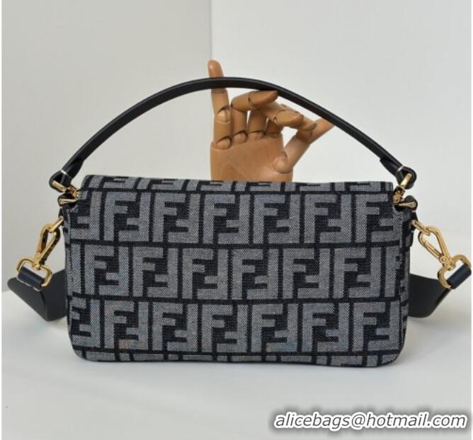 Buy Cheap Fendi Baguette Bag in Dark Blue Denim-effect FF Jacquard 8679 2026 Top
