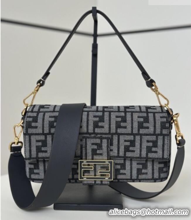 Buy Cheap Fendi Baguette Bag in Dark Blue Denim-effect FF Jacquard 8679 2026 Top