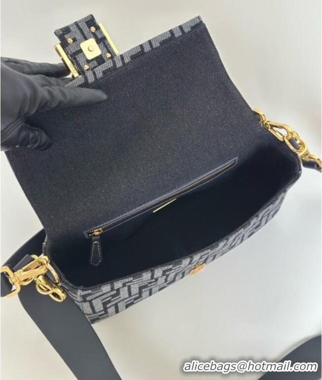 Buy Cheap Fendi Baguette Bag in Dark Blue Denim-effect FF Jacquard 8679 2026 Top