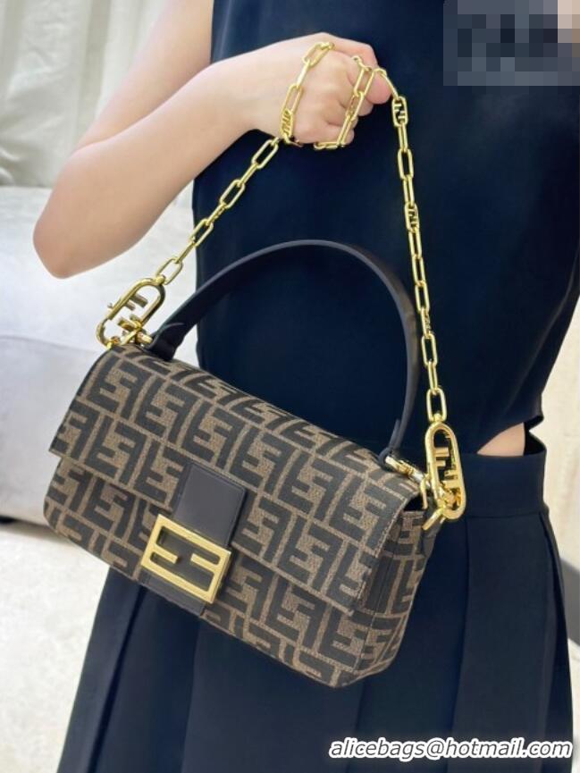 Promotional Fendi Baguette Bag in Tobacco Brown FF Jacquard Fabric 8679 Brown/Gold 2026 Top
