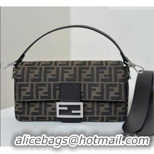 Luxury Cheap Fendi Baguette Bag in Tobacco Brown FF Jacquard Fabric 8679 Brown/Silver 2026 Top