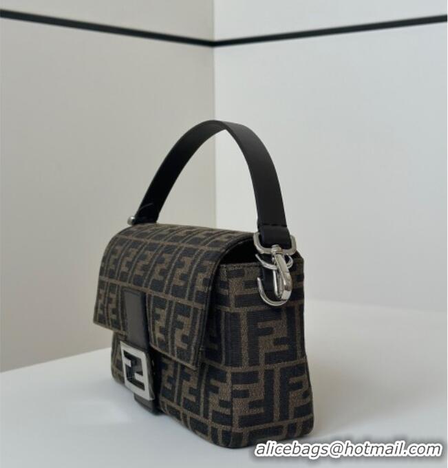 Luxury Cheap Fendi Baguette Bag in Tobacco Brown FF Jacquard Fabric 8679 Brown/Silver 2026 Top