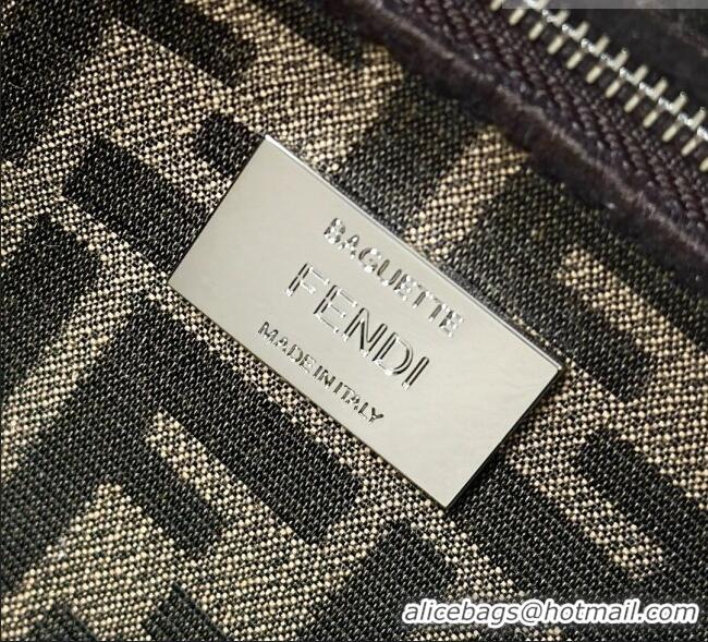 Luxury Cheap Fendi Baguette Bag in Tobacco Brown FF Jacquard Fabric 8679 Brown/Silver 2026 Top