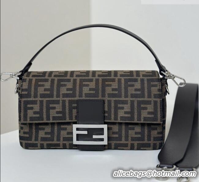 Luxury Cheap Fendi Baguette Bag in Tobacco Brown FF Jacquard Fabric 8679 Brown/Silver 2026 Top